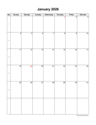 Download Blank Calendar 2026 (12 pages, one month per page, vertical)