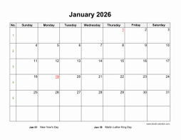 Download Blank Calendar 2026 with US Holidays (12 pages, one month per ...