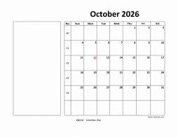 Free Download Printable October 2026 Calendar, large box grid, space ...