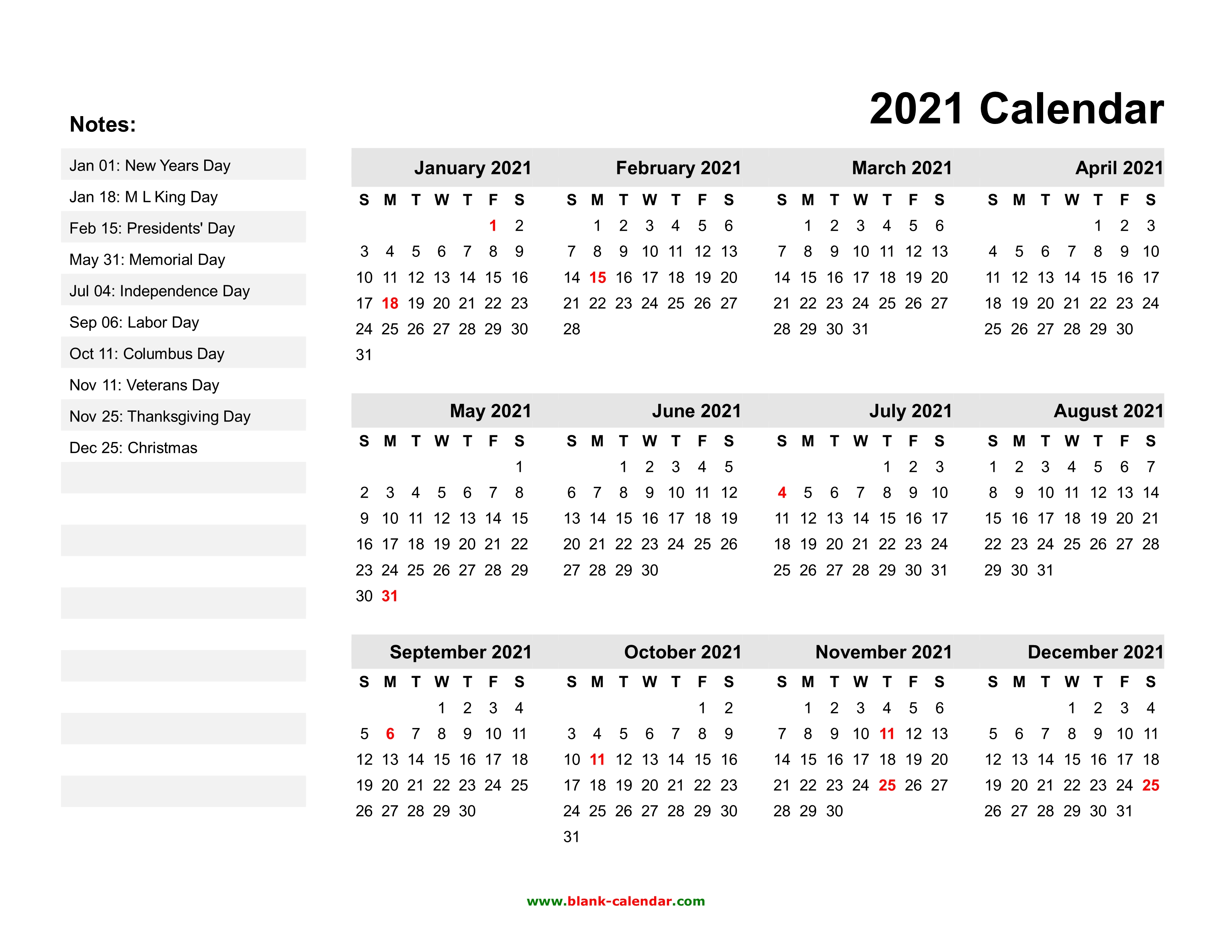 Year 2021 Calendar 2022 Printable With Holidays PRINTABLE CALENDAR 2021