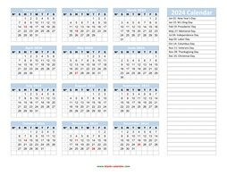 Yearly Calendar 2024 | Free Download and Print